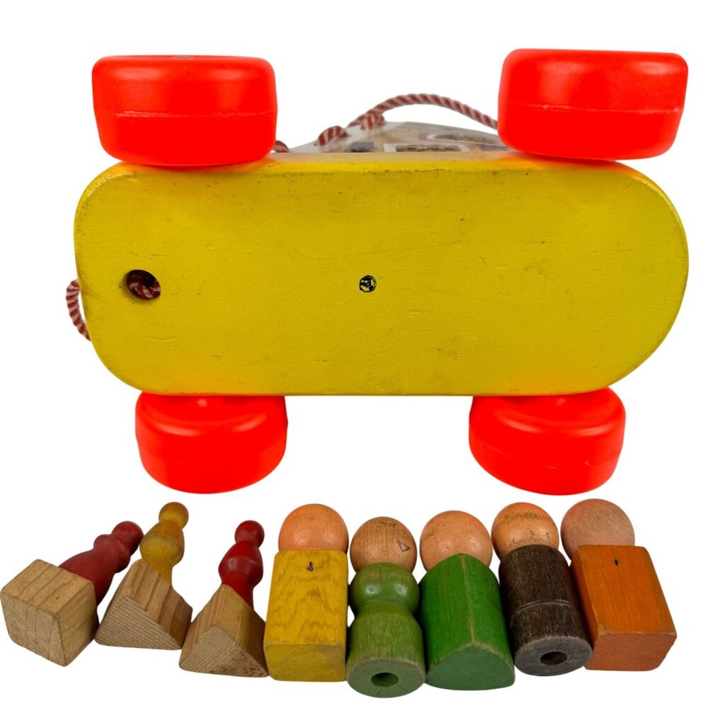 Playskool Wooden Pull Along Toy Shoe Lace Up People Figures 1970s Vtg Toddler - Picture 4 of 13